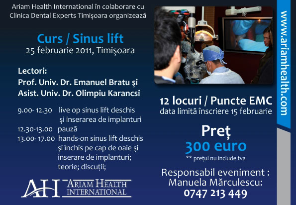 Curs sinus lift 25 februarie 2012 Timisoara